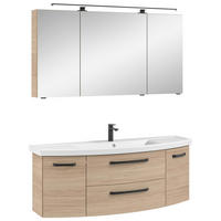 BADEZIMMER 3-teilig  in 135 cm  - Eiche Bianco/Schwarz, MODERN, Glas/Keramik (135cm) - Sadena