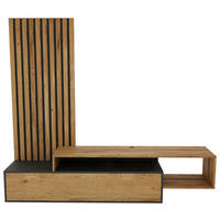 WOHNWAND 3-teilig  in Anthrazit, Eichefarben  225/197,5/45 cm   - Eichefarben/Anthrazit, Natur, Holz/Holzwerkstoff (225/197,5/45cm) - Linea Natura