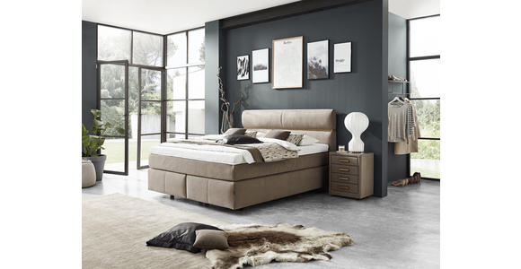 BOXSPRINGBETT 180/200 cm in Hellbraun - Hellbraun/Schwarz, KONVENTIONELL, Kunststoff/Textil (180/200cm) - Dieter Knoll
