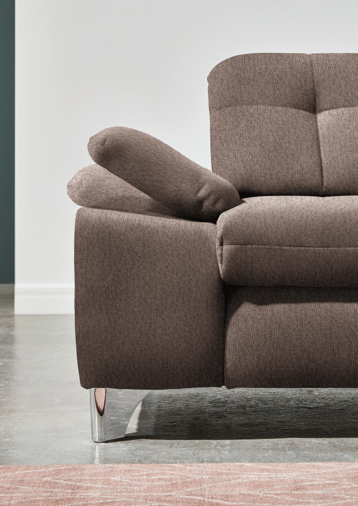 ECKSOFA in Chenille Braun  - Chromfarben/Braun, Design, Textil/Metall (310/260cm) - Beldomo Speed