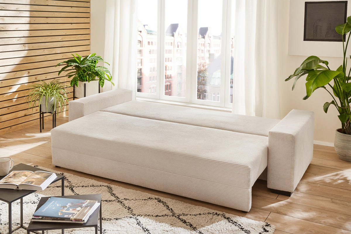 SCHLAFSOFA Cord Naturfarben  - Schwarz/Naturfarben, KONVENTIONELL, Kunststoff/Textil (240/72/95cm) - Carryhome