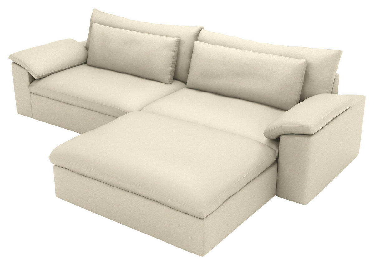 ECKSOFA  Chenille Naturfarben  - Schwarz/Naturfarben, Modern, Kunststoff/Textil (306/198cm) - Carryhome