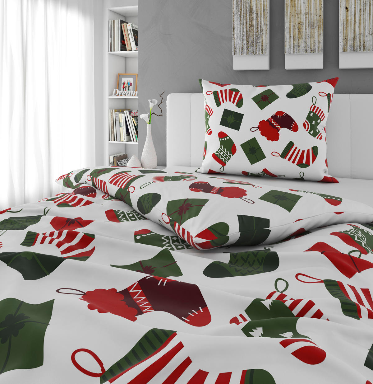 BETTWÄSCHE 2-teilig Renforcé 140/200 cm  - Rot/Weiß, Design, Textil (140/200cm) - X-Mas
