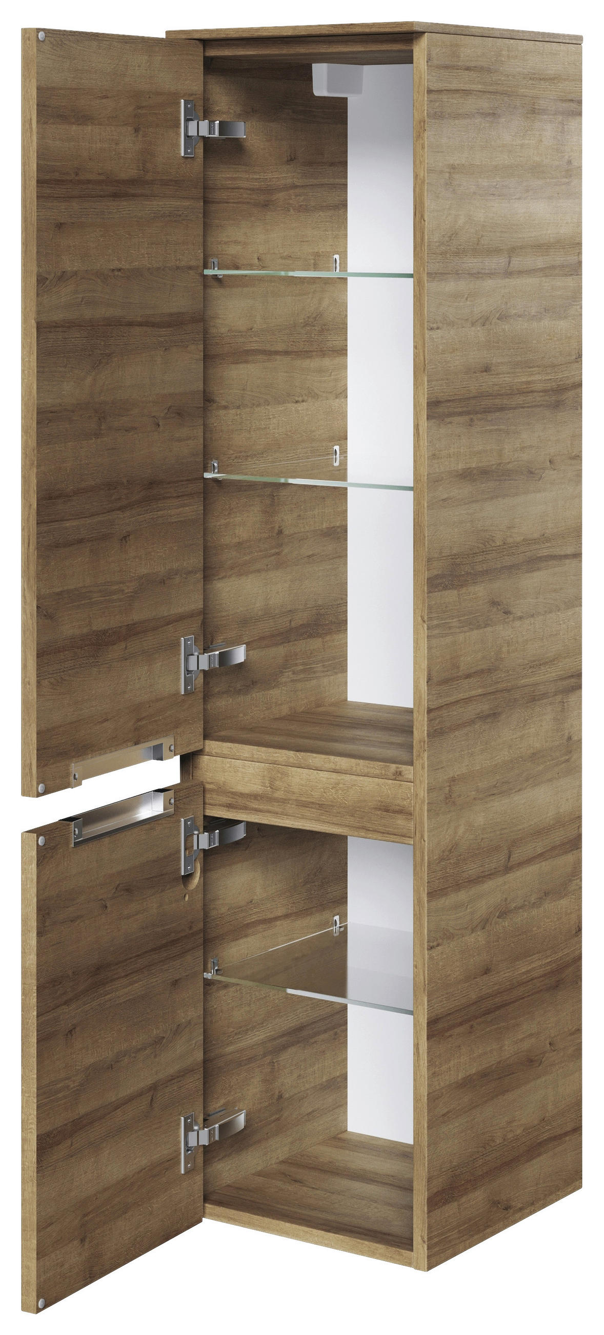 MIDISCHRANK 30/121/33 cm  - Eichefarben/Weiß, KONVENTIONELL, Glas/Holzwerkstoff (30/121/33cm) - Pelipal