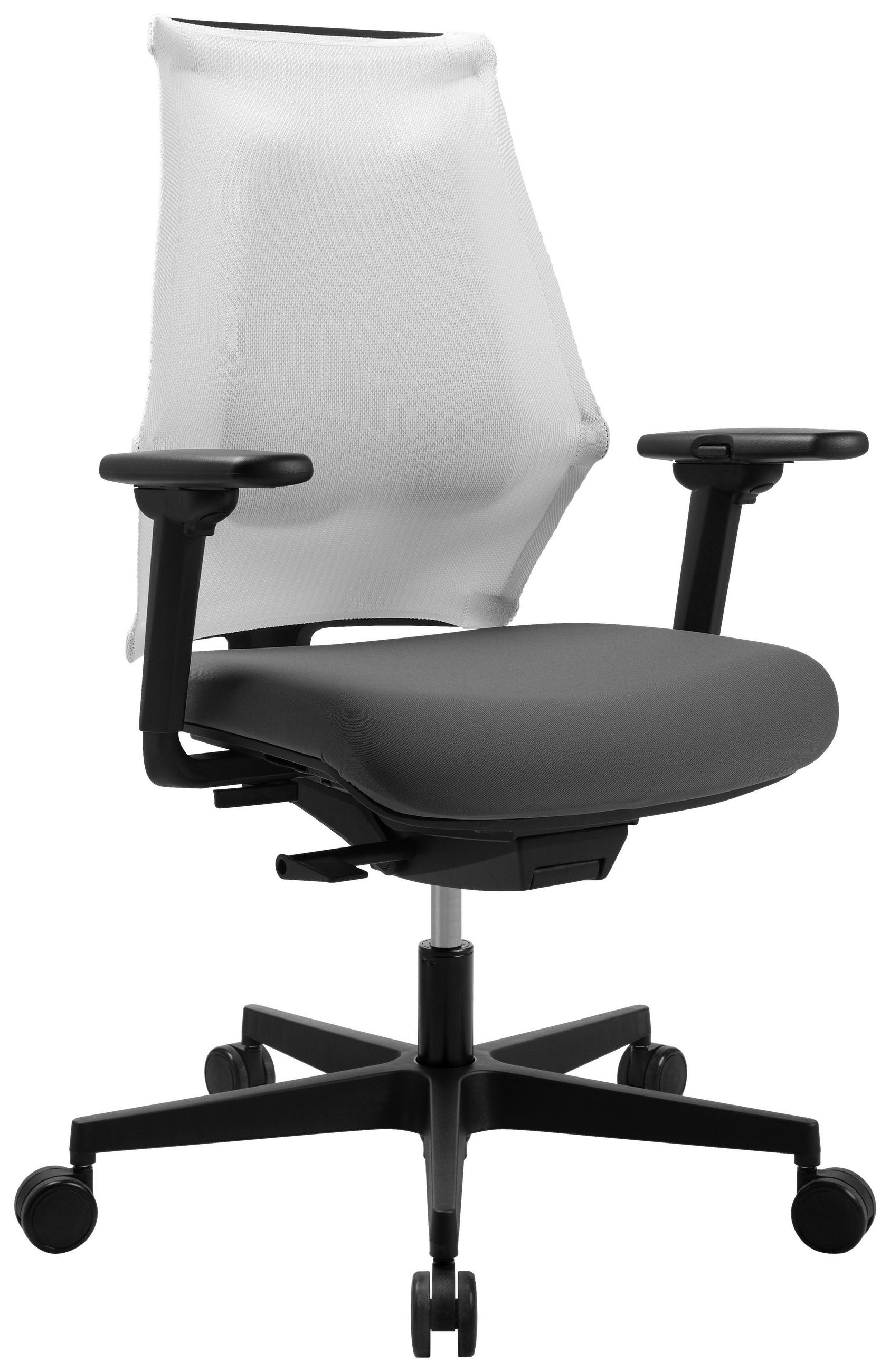 DREHSTUHL  in Flachgewebe Grau, Weiß  - Weiß/Grau, MODERN, Kunststoff/Textil (47/100-112/45-51cm) - Topstar