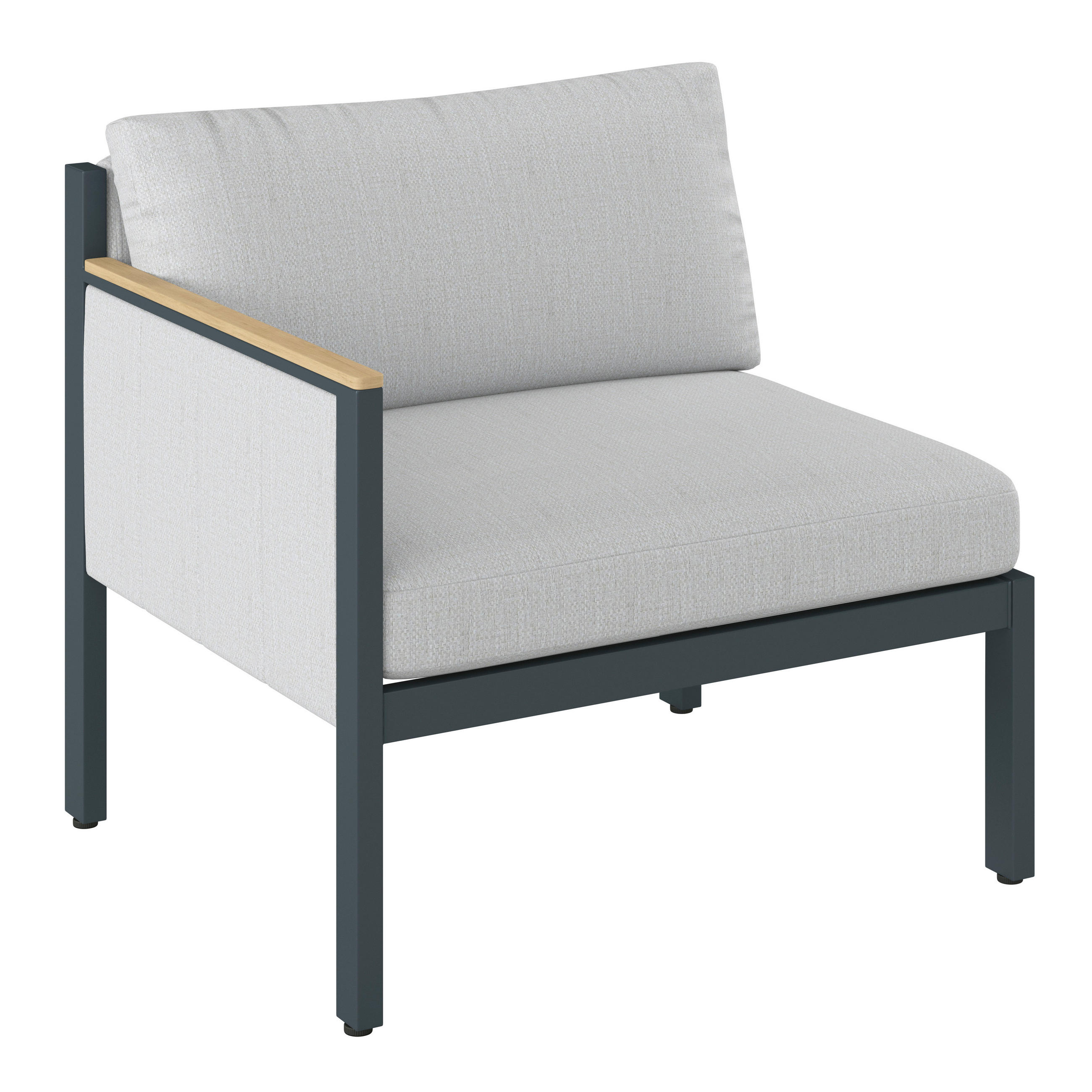 Dieter Knoll Loungeendteil Anthrazit, Grau, Teak 83.5x74x76 cm
