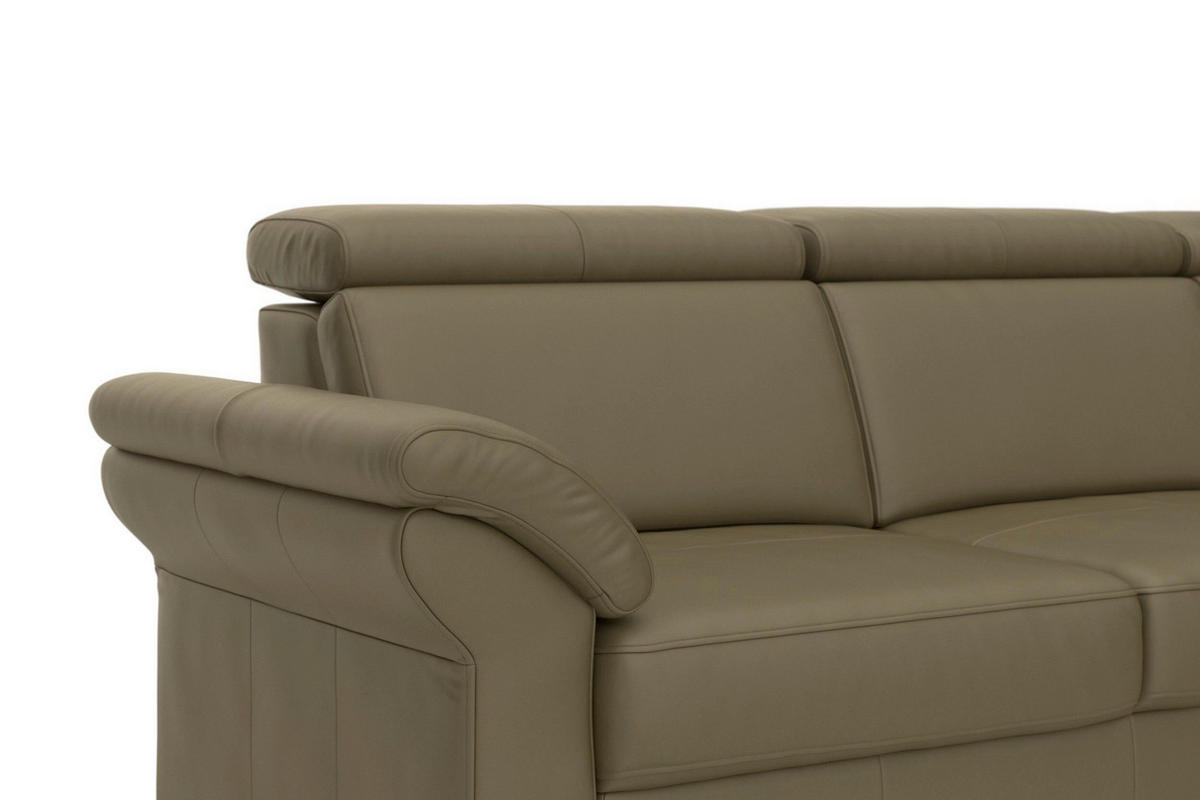 ECKSOFA 245/194 cm ARNGAST E in Echtleder Olivgrün Kopfteilverstellung  245/194 cm  - Chromfarben/Olivgrün, Basics, Leder/Textil (245/194cm) - Sit & More