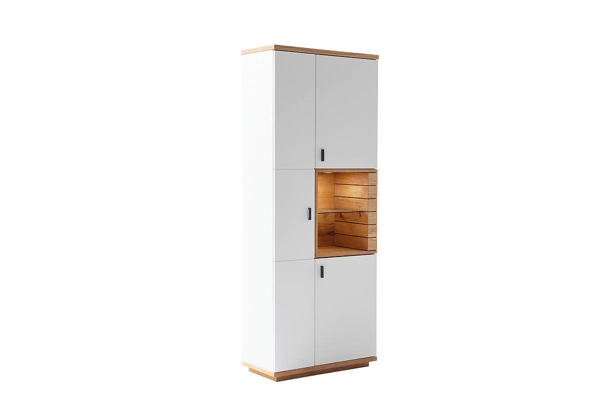 VITRINE Weiss, Wildeiche  80/202/37 cm  - Wildeiche/Weiss, Design, Glas/Holz (80/202/37cm) - Novel