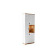 VITRINE  in furniert Wildeiche Weiß, Wildeiche - Wildeiche/Anthrazit, Design, Glas/Holz (80/202/37cm) - Novel