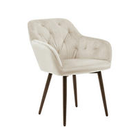 ARMLEHNSTUHL  in Samt  - Creme/Schwarz, MODERN, Textil/Metall (61/85/45cm) - Livetastic
