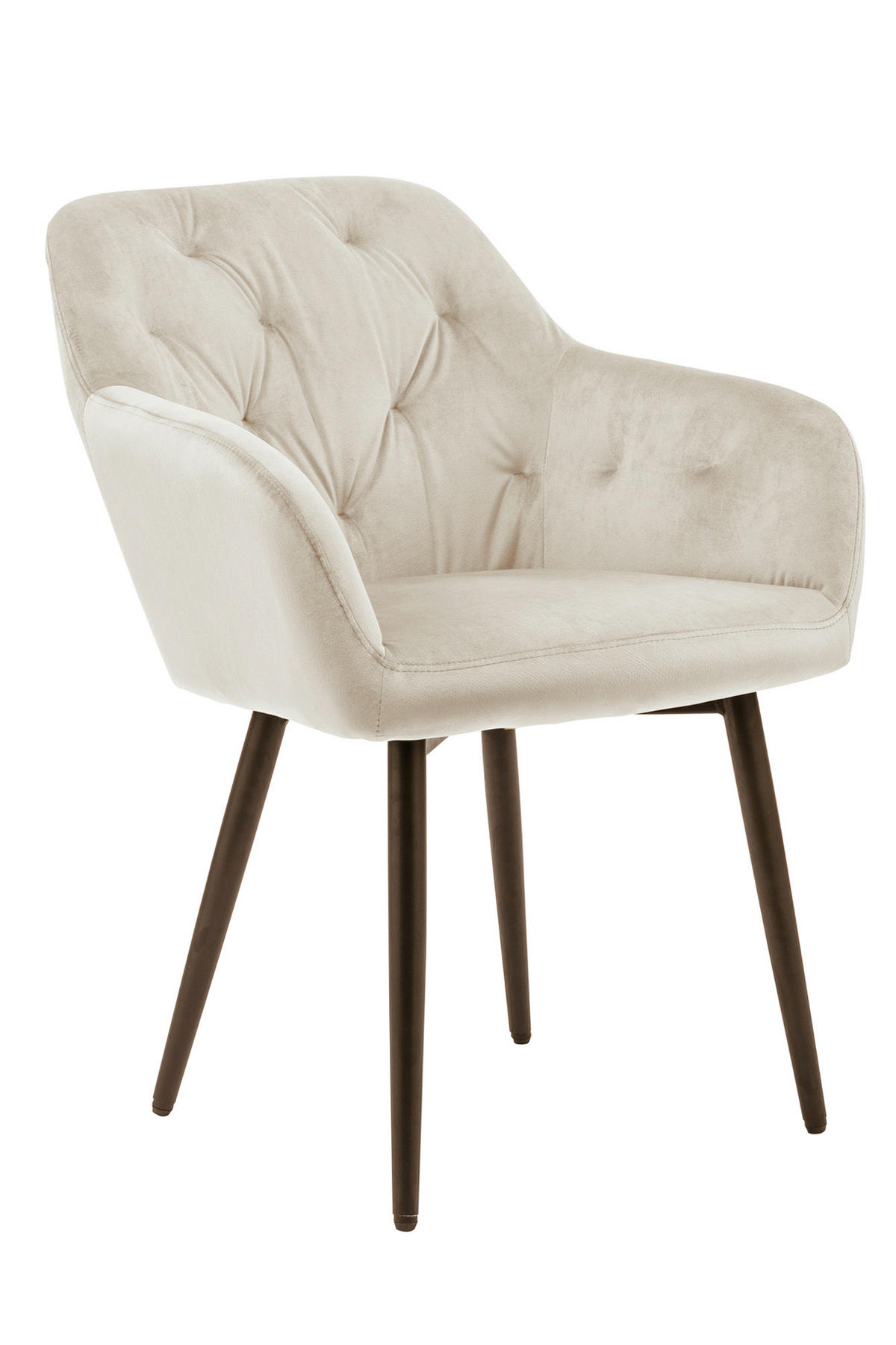 ARMLEHNSTUHL  in Samt  - Creme/Schwarz, MODERN, Textil/Metall (61/85/45cm) - Livetastic