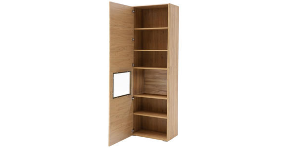 VITRINE in Eichefarben  - Eichefarben/Silberfarben, KONVENTIONELL, Glas/Holzwerkstoff (63/208/39cm) - Cantus