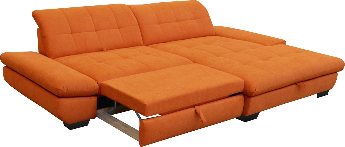 ECKSOFA in Mikrofaser Orange  - Schwarz/Orange, Design, Textil/Metall (290/198cm) - Xora