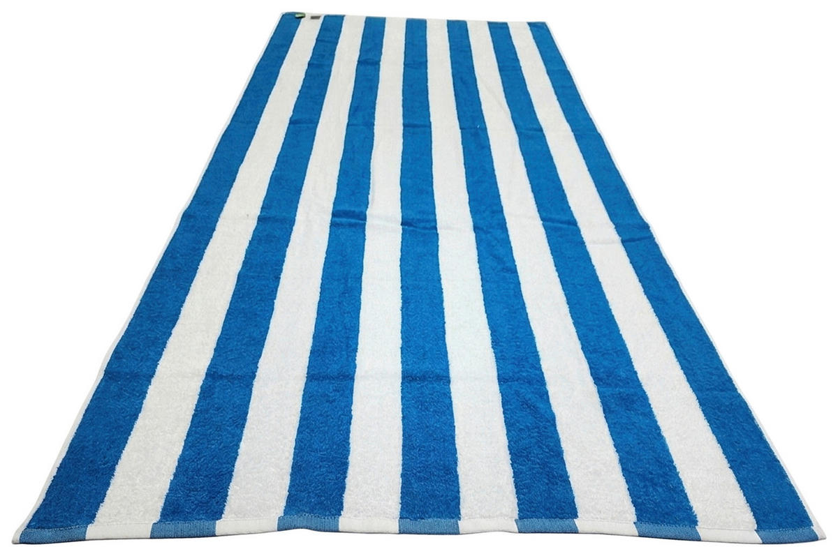 PEŠKIR ZA PLAŽU 90/180 cm , plava, bela  - bela/plava, Osnovno, tekstil (90/180cm) - Esposa