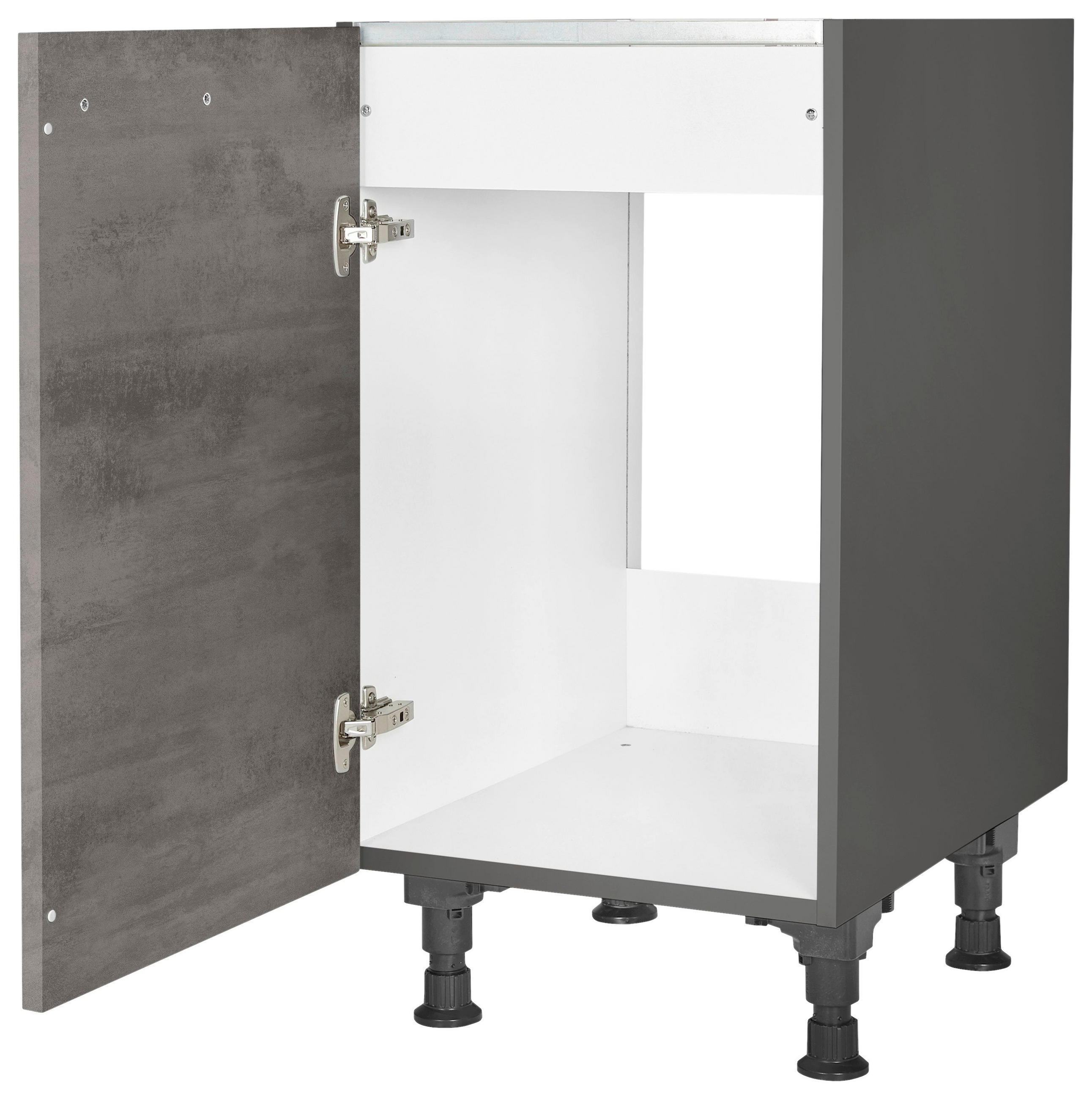 SPÜLENUNTERSCHRANK 45/87/56 cm in Schieferfarben - Schieferfarben/Edelstahlfarben, MODERN, Holzwerkstoff/Metall (45/87/56cm) - Nobilia