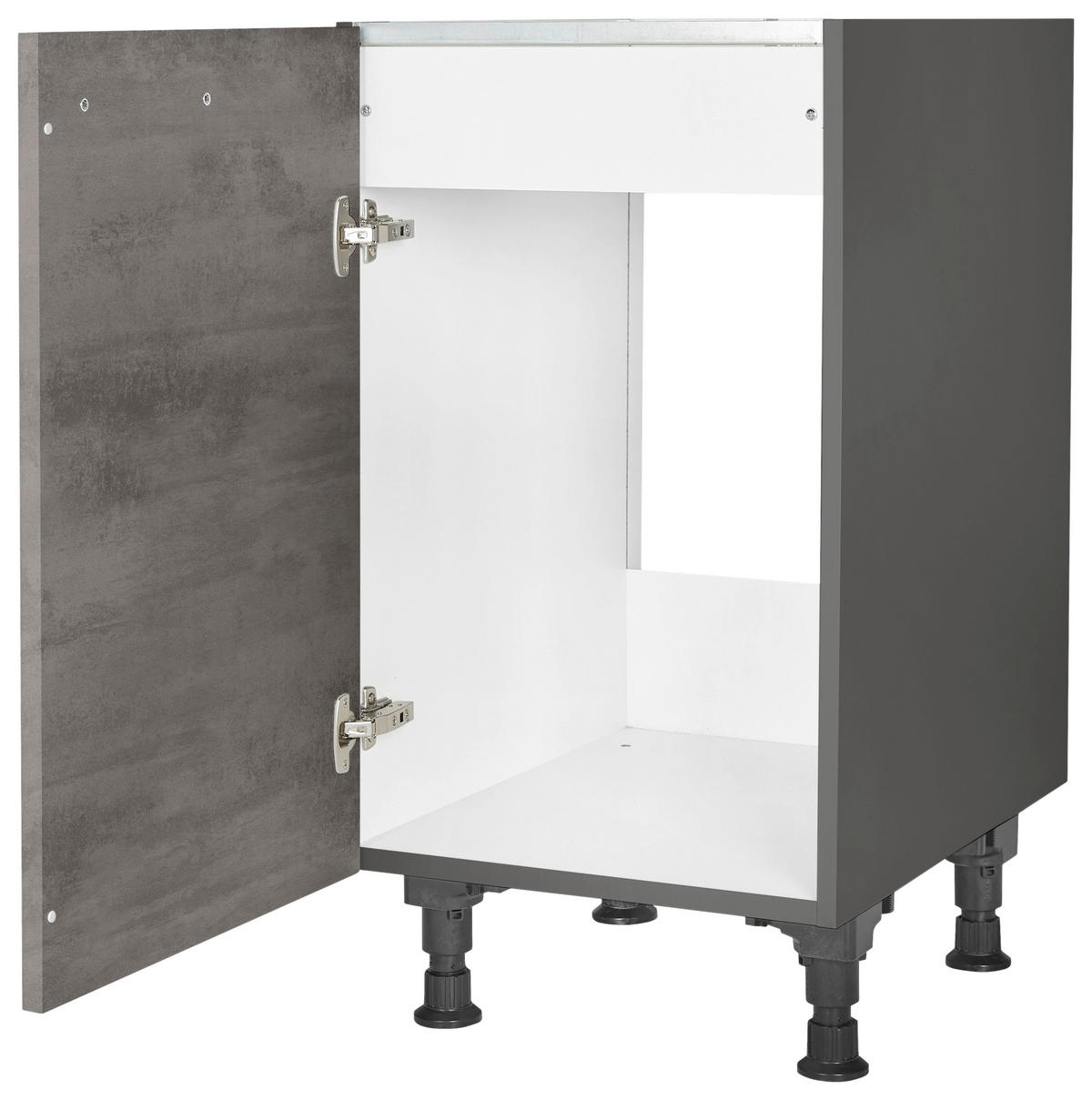 SPÜLENUNTERSCHRANK 45/87/56 cm  in Schieferfarben  - Schieferfarben/Edelstahlfarben, MODERN, Holzwerkstoff/Metall (45/87/56cm) - Nobilia