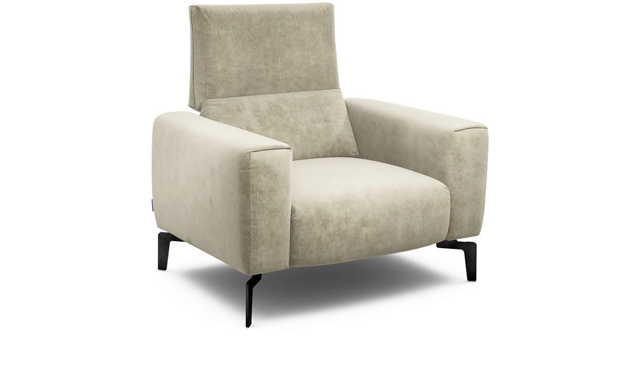 SESSEL in Samt Naturfarben  - Schwarz/Naturfarben, Design, Textil/Metall (110/85/86-94cm) - SENSOO