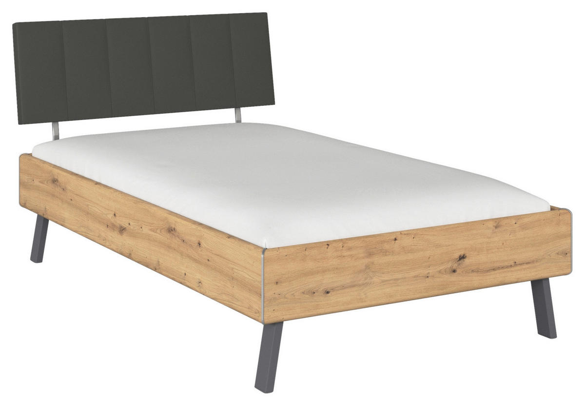 BETT 120/200 cm  in Eiche Artisan  - Eiche Artisan/Grau, Design, Textil/Metall (120/200cm) - Carryhome