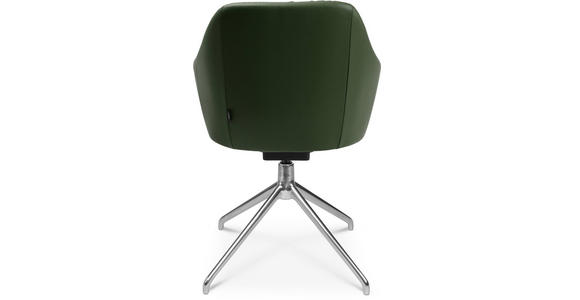 ARMLEHNSTUHL  in Aluminium Echtleder pigmentiert  - Alufarben/Grün, Design, Leder/Metall (58/81,5-84,5/60cm) - Johann Jakob