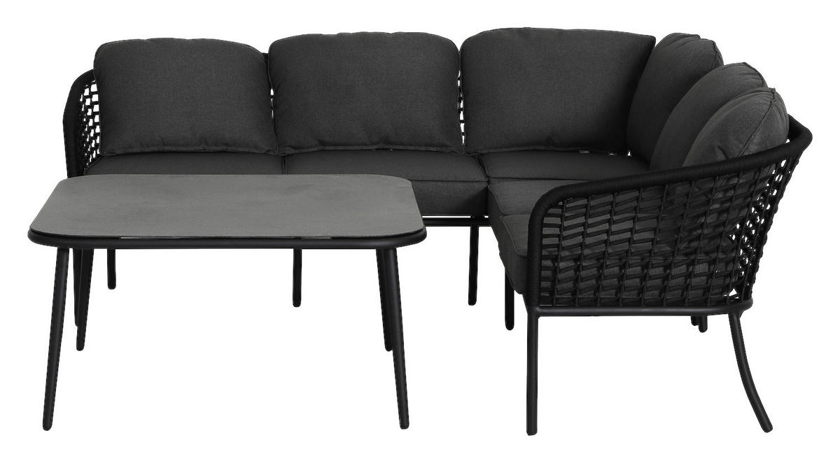 ZAHRADNÍ SEDACÍ SOUPRAVA, 14dílné, kov, textil - černá/tmavě šedá, Moderní, kov/textil (200/200cm) - Amatio