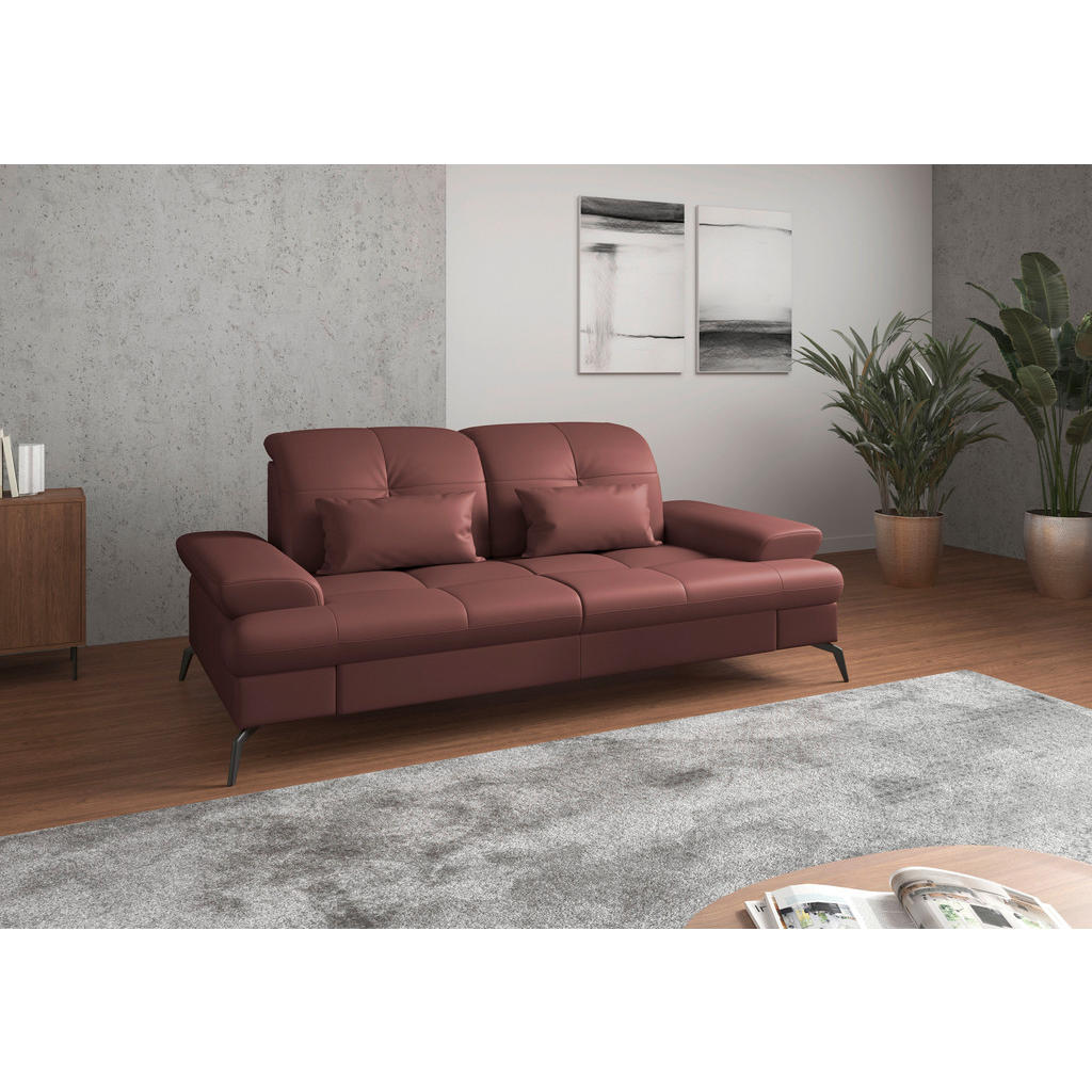 Sit & More TROJMIESTNA POHOVKA, červenohnedá, pravá koža