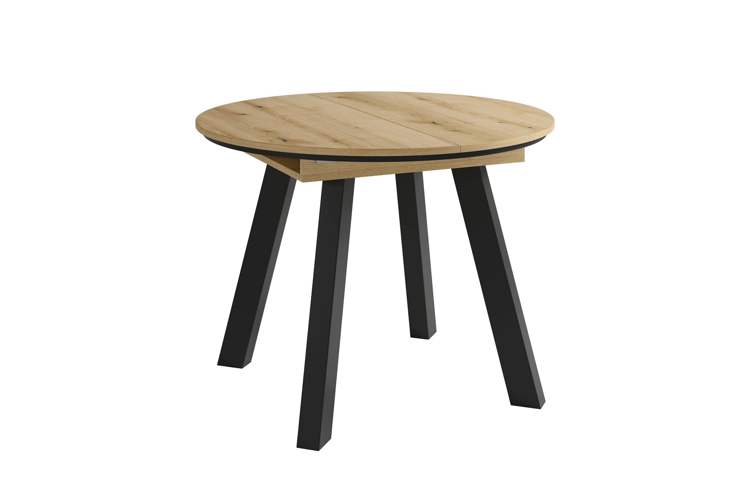 ESSTISCH 100/100/75,8 cm Nachbildung  Holzwerkstoff ausziehbar rund Eichefarben  - Eichefarben/Schwarz, MODERN, Holzwerkstoff (100/100/75,8cm) - MID.YOU