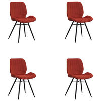 STUHL-SET 4 Stück  in Samt  - Rot/Schwarz, Design, Textil/Metall (47/82/55cm) - MID.YOU