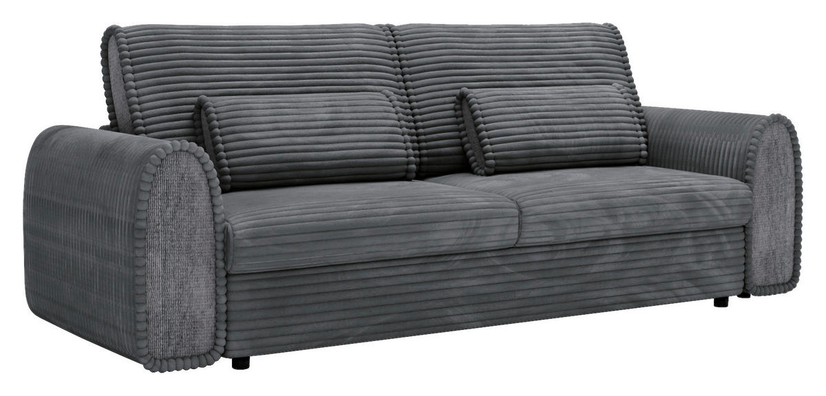 SCHLAFSOFA in Cord, Feincord Dunkelgrau  - Dunkelgrau/Schwarz, Konventionell, Kunststoff/Textil (240/83/116cm) - Carryhome