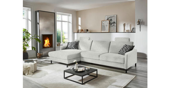 ECKSOFA  in Chenille, Flachgewebe Beige  175/316 cm  - Beige/Schwarz, Design, Textil/Metall (175/316cm) - Dieter Knoll