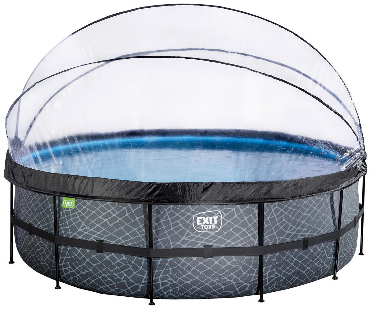 POOL 488/122 cm  - Blaugrau, Konventionell, Kunststoff/Metall (488/122cm) - EXIT Toys