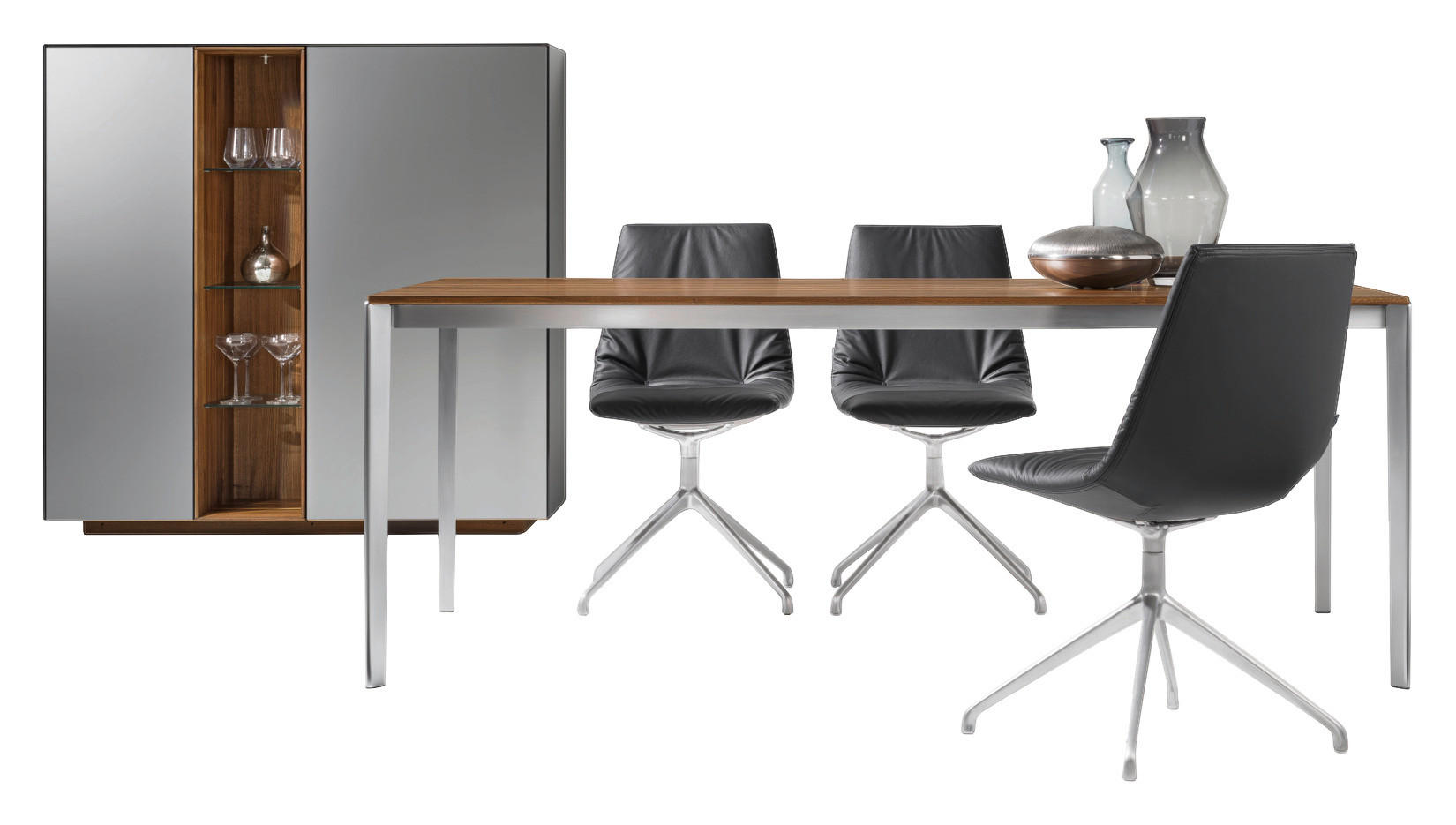 ESSTISCH in Holz, Metall 160(260)/100/75 cm  - Edelstahlfarben/Nussbaumfarben, Design, Holz/Metall (160(260)/100/75cm) - Team 7