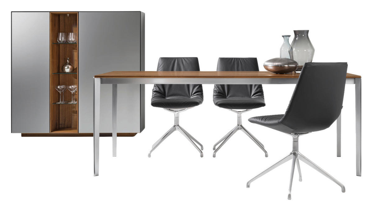 ESSTISCH in Holz, Metall 160(260)/100/75 cm  - Edelstahlfarben/Nussbaumfarben, Design, Holz/Metall (160(260)/100/75cm) - Team 7