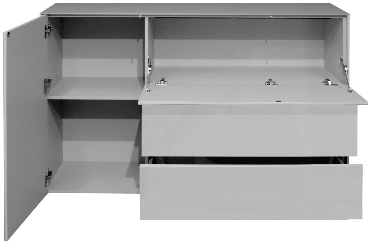 SIDEBOARD Imola  in 131/89/42 cm  - Hellgrau/Schwarz, Design, Glas/Holzwerkstoff (131/89/42cm) - Novel