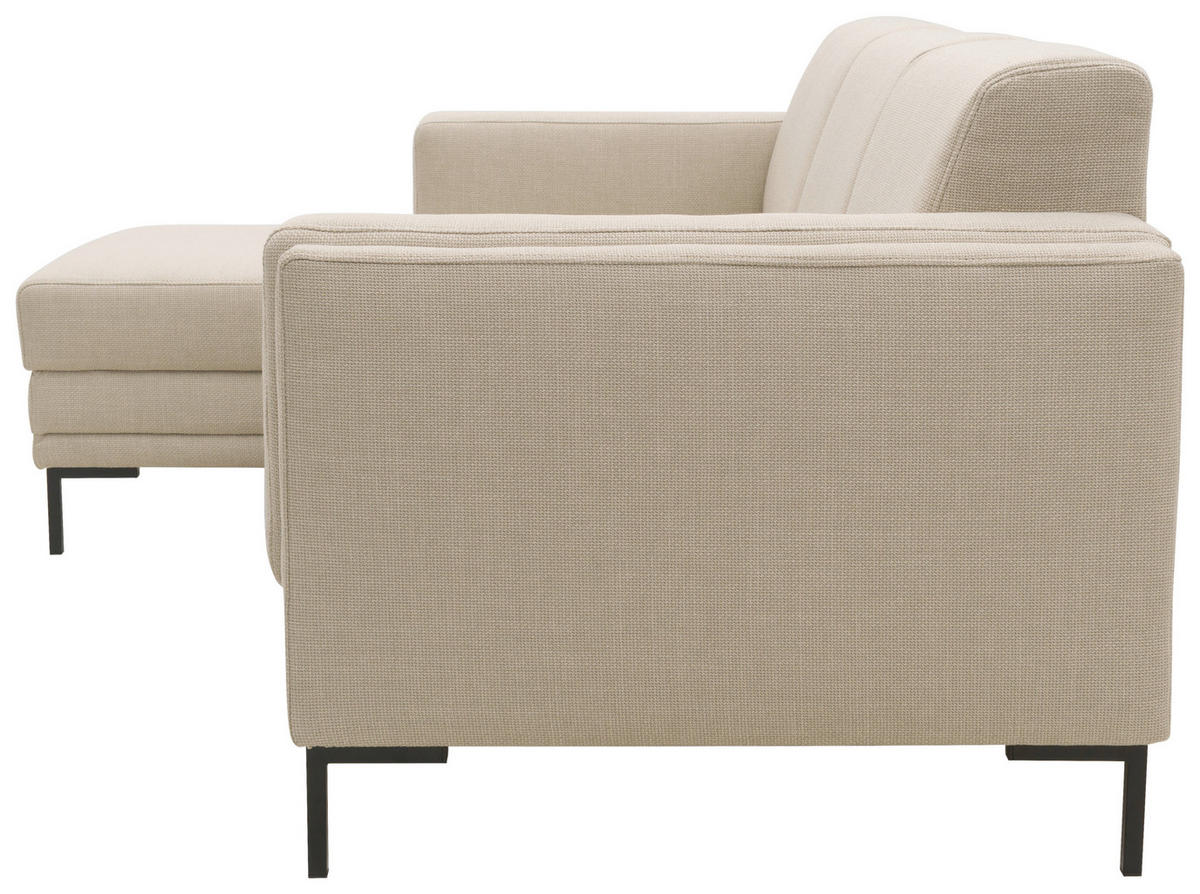 ECKSOFA in Webstoff Beige  214/146 cm  - Beige/Schwarz, Design, Textil/Metall (214/146cm) - LOOKS by W.Joop