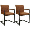 ARMLEHNSTUHL-SET 2 Stück  in Lederlook  - Cognac/Schwarz, LIFESTYLE, Kunststoff/Textil (54/86/57cm) - MID.YOU