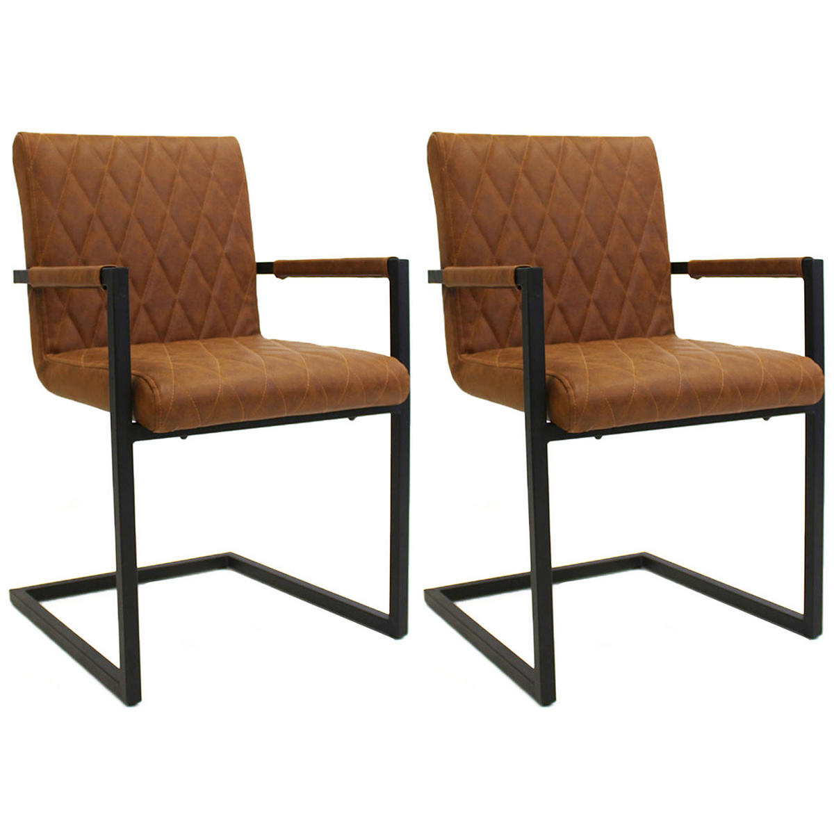 SADA STOLIČIEK S PODRÚČKAMI 2 kus - hnedá/čierna, Lifestyle, kov/textil (54/86/57cm) - MID.YOU