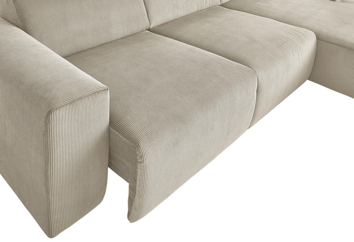 ECKSOFA Naturfarben Feincord  - Schwarz/Naturfarben, Design, Kunststoff/Textil (302/174cm) - Beldomo Style