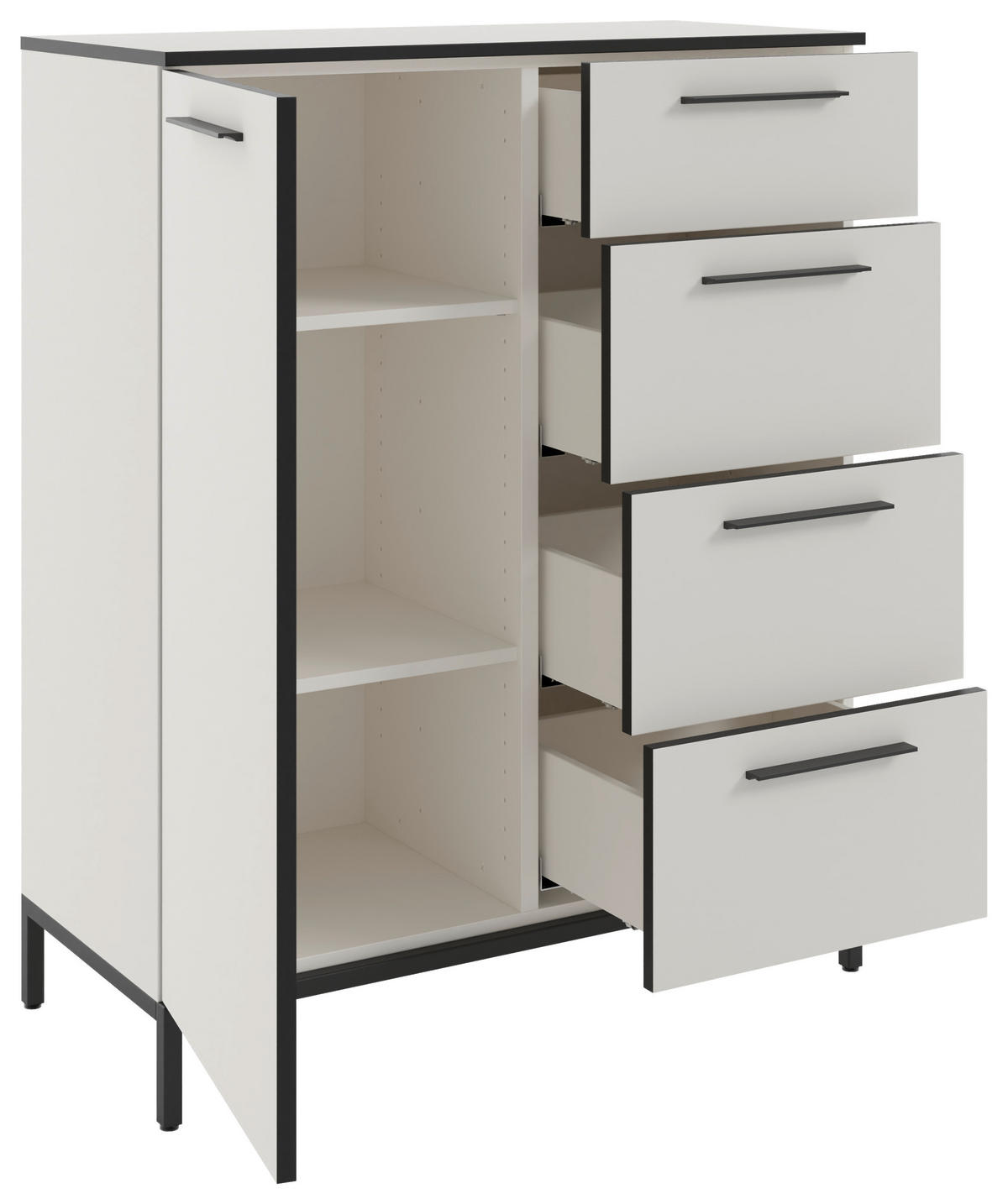 KOMMODE Soul  in 90/111/40 cm  - Schwarz/Weiß, MODERN, Holzwerkstoff/Metall (90/111/40cm)