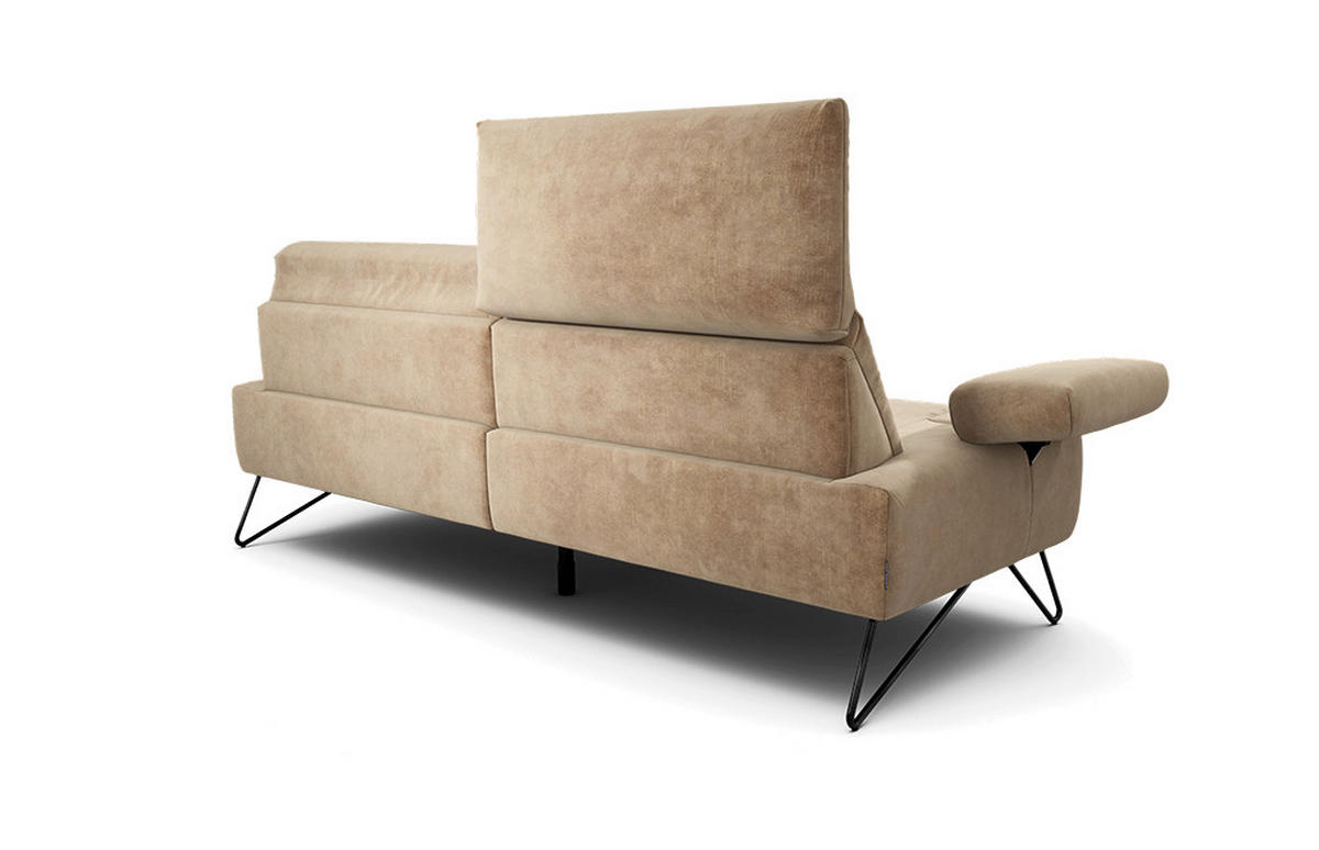 2,5-SITZER Samt Sandfarben  - Sandfarben/Schwarz, Design, Textil/Metall (204-234/85/86-94cm) - SENSOO