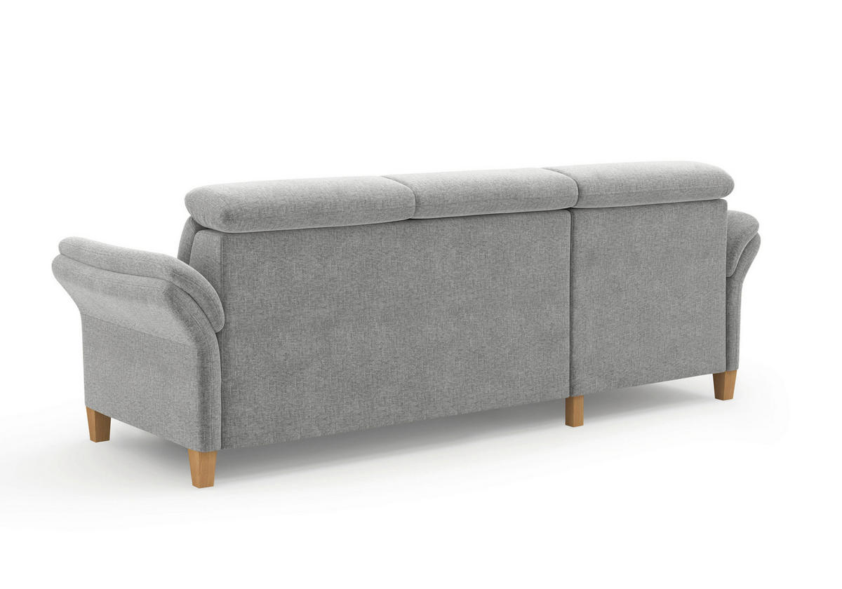 ECKSOFA GLENDALE E Hellgrau Flachgewebe  - Eichefarben/Hellgrau, KONVENTIONELL, Holz/Textil (166/253cm) - Sit & More