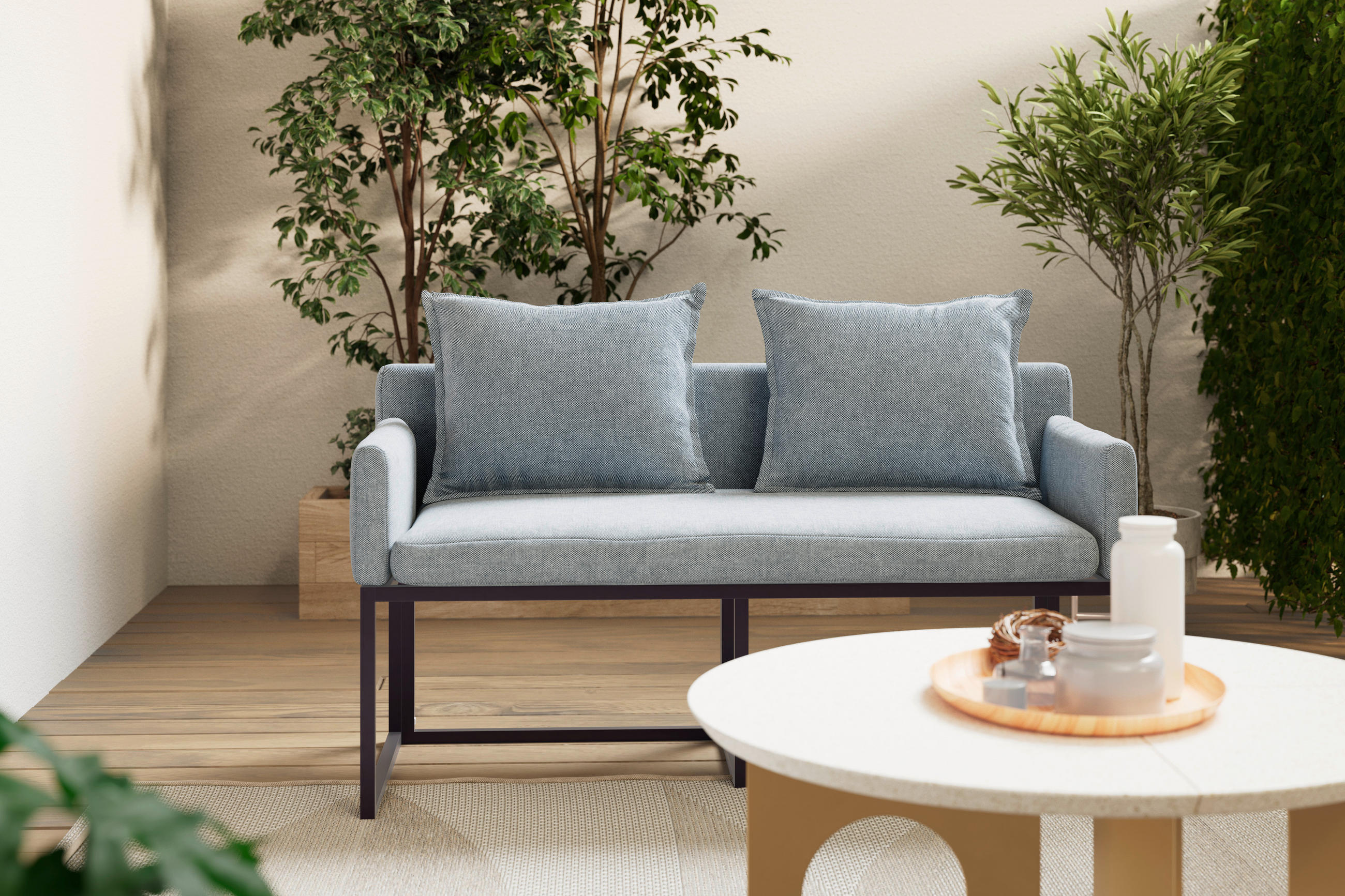 GARTENBANK 136/85/62 cm  in Grau  - Grau, MODERN, Textil/Metall (136/85/62cm) - Beldano