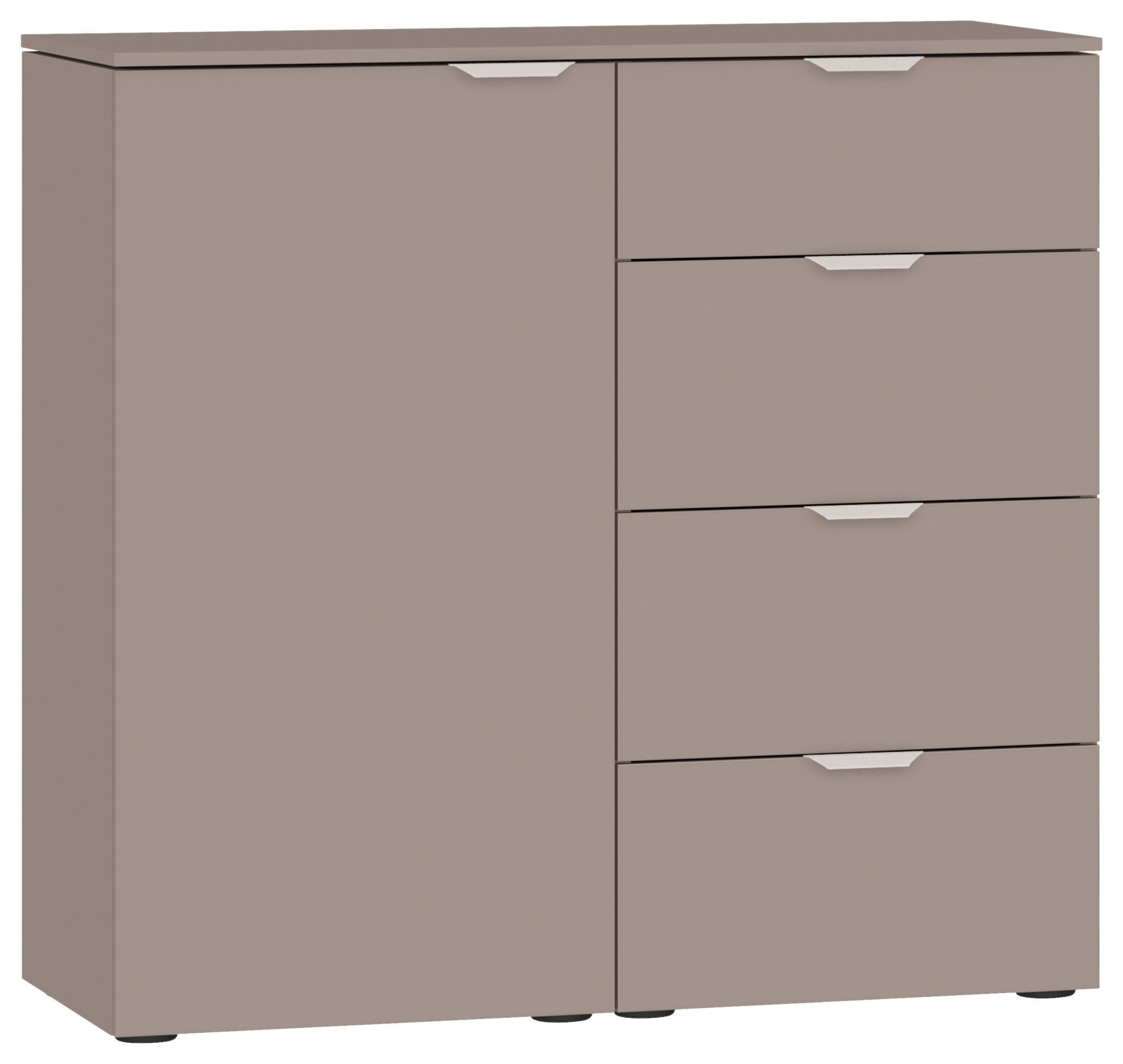 KOMMODE , 90/87/43 cm, 4 Schublade(n)  - Hellbraun/Edelstahlfarben, Design, Holzwerkstoff/Kunststoff (90/87/43cm) - Jutzler