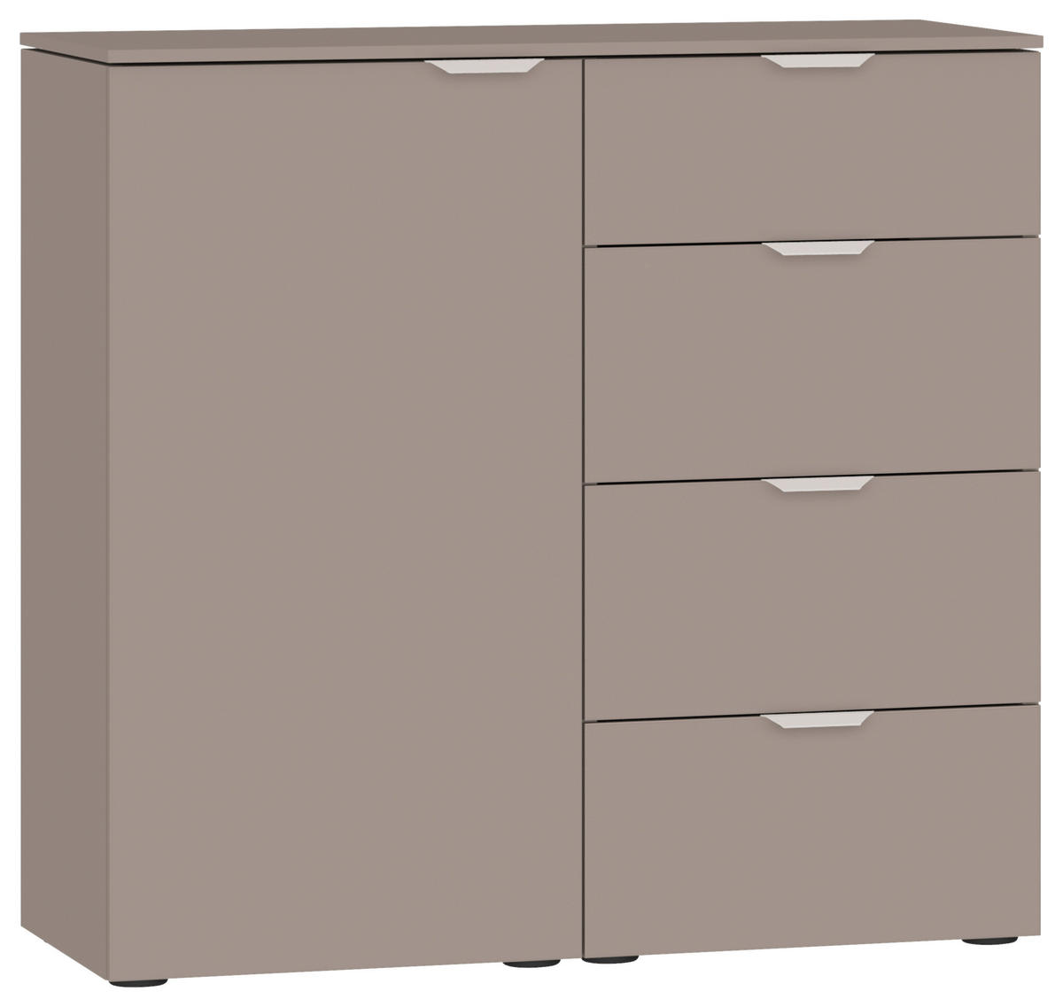 KOMMODE , 90/87/43 cm, 4 Schublade(n)  - Hellbraun/Edelstahlfarben, Design, Holzwerkstoff/Kunststoff (90/87/43cm) - Jutzler