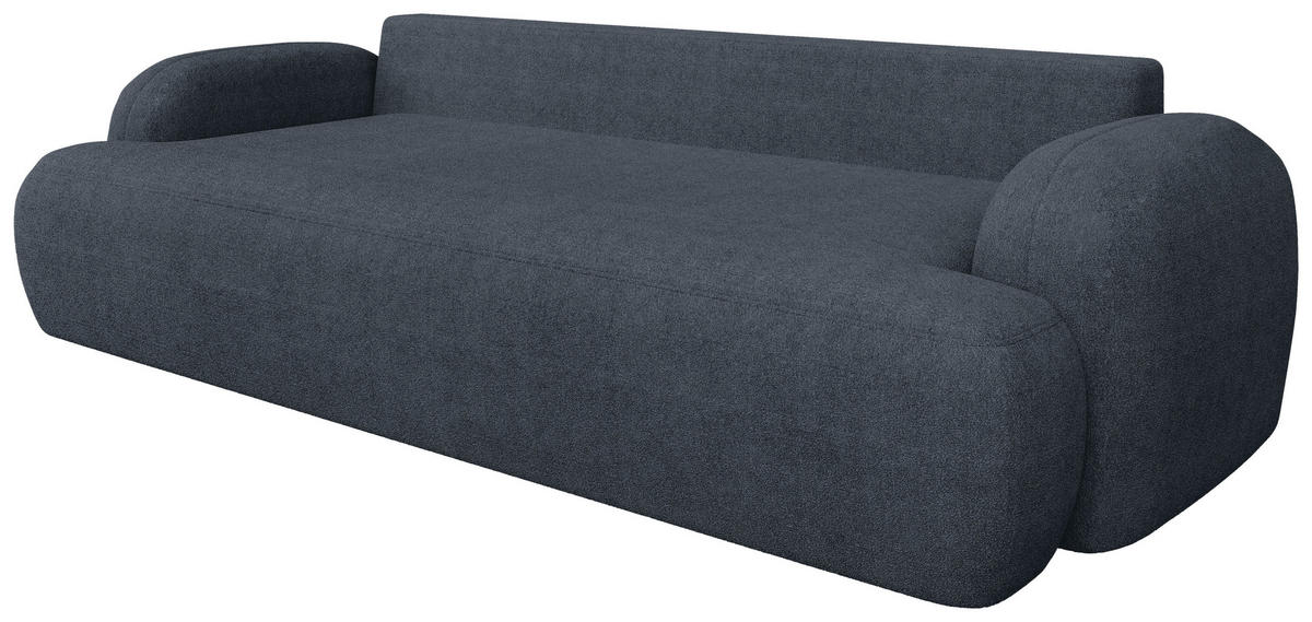 3-SITZER-SOFA Sevilla Plus in Bouclé Blau  - Blau/Schwarz, Design, Kunststoff/Textil (256/93/120cm) - MID.YOU