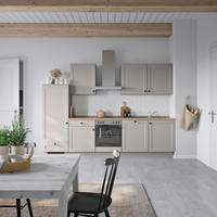 KÜCHENBLOCK 300 cm   in Grau, Eiche dunkel  - Eiche dunkel/Schwarz, MODERN, Holzwerkstoff/Metall (300cm) - Nobilia