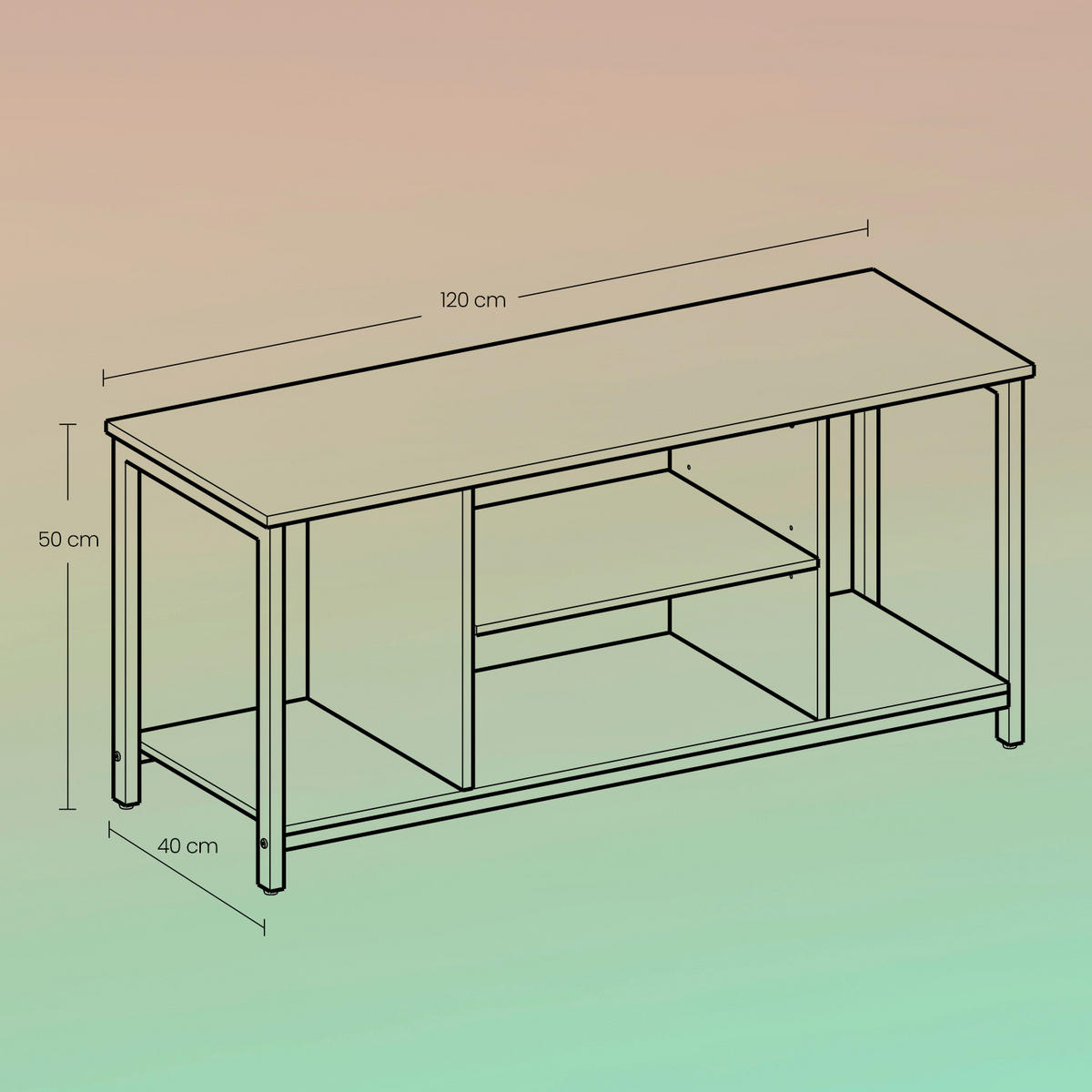 TV-ELEMENT - Dunkelbraun/Schwarz, MODERN, Holzwerkstoff/Metall (120/50/40cm) - MID.YOU