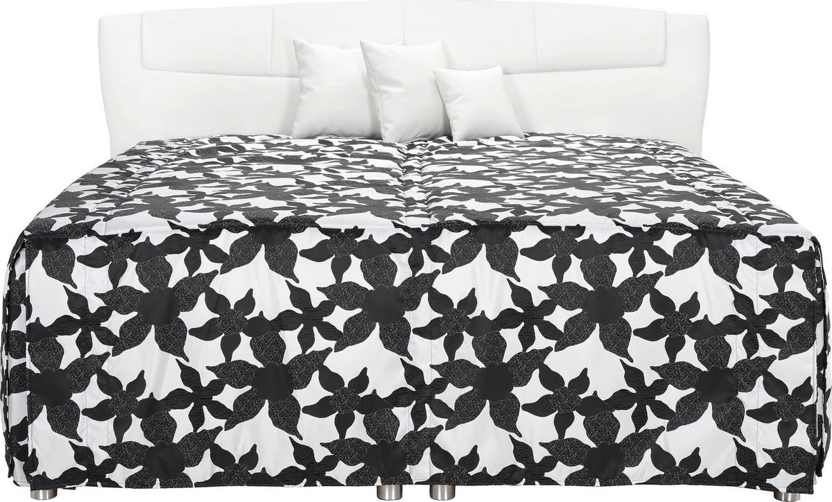 POLSTERBETT Matratze, gepolstertes Kopfteil, Lattenrost, Bettkasten, Tagesdecke, motorische Verstellbarkeit 200/200 cm  in Schwarz, Weiß  - Silberfarben/Schwarz, KONVENTIONELL, Textil/Metall (200/200cm) - Esposa