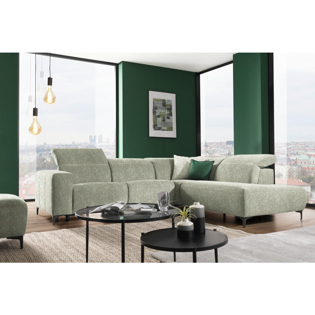 Thumbnail - Pure Home Lifestyle Ecksofa, Olivgrün, Textil, Uni, 4-Sitzer, Ottomane rechts, L-Form, 290x238 cm, Blauer Engel, Goldene...