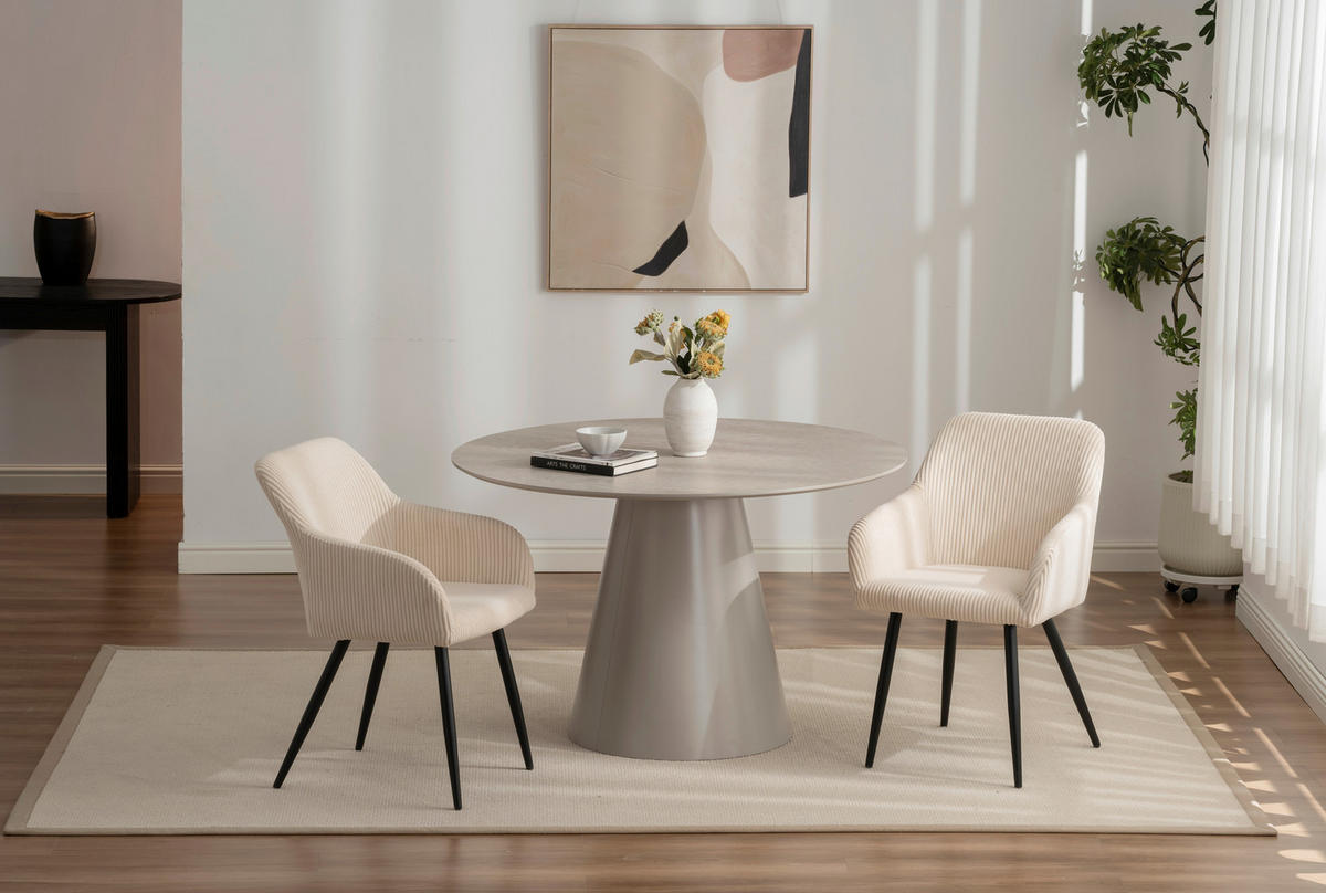 ARMLEHNSTUHL  in Eisen Cord  - Beige/Schwarz, Trend, Holz/Textil (55/84/60cm) - Livetastic