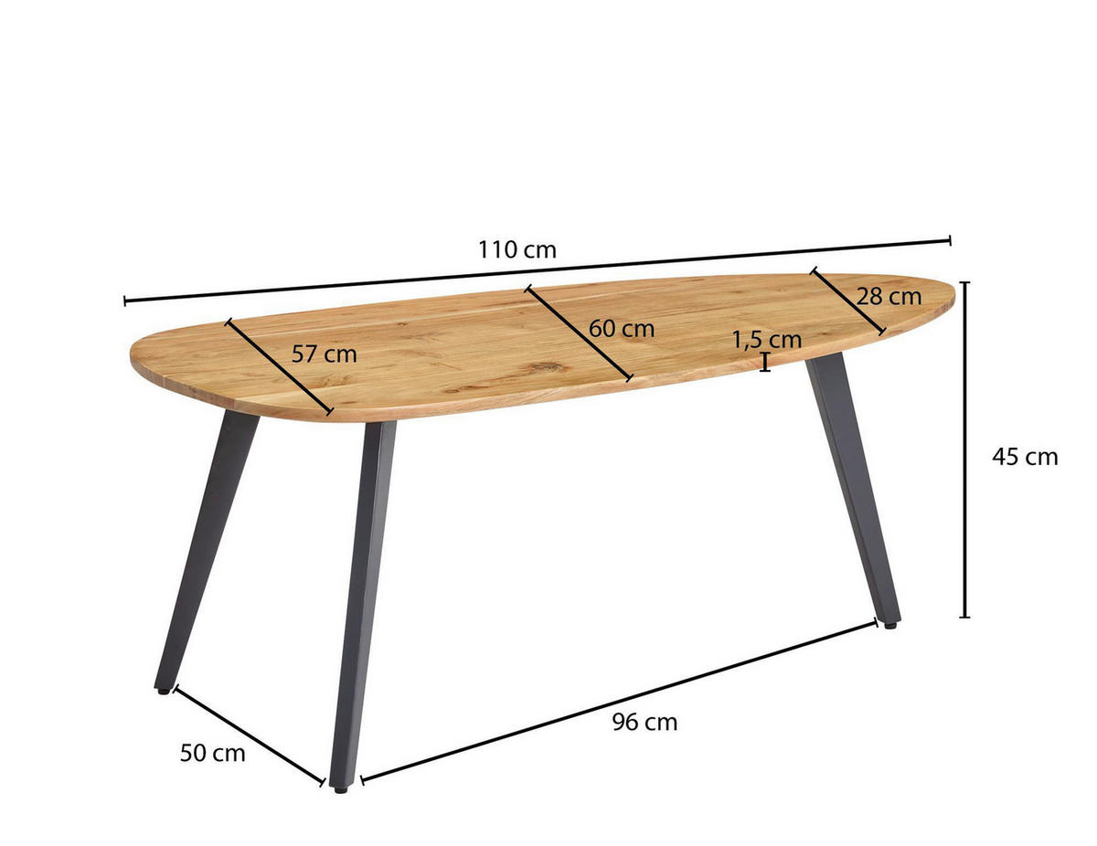 KONFERENČNÍ STOLEK, barvy akácie, dřevo, 110/60/45 cm - šedá/barvy akácie, Moderní, kov/dřevo (110/60/45cm) - MID.YOU